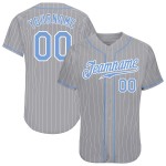 Benutzerdefinierte grau weiß Nadelstreifen hellblau-weiß authentische Baseball Jersey Benutzerdefinierte grau weiß Nadelstreifen hellblau-weiß authentische Baseball Jersey