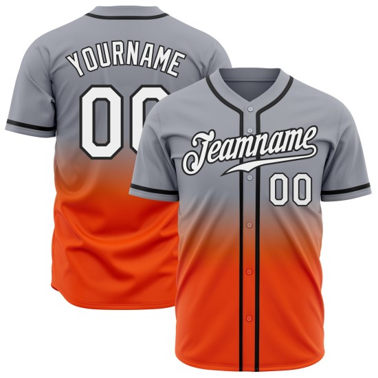 Fade Custom Jersey Orange-Schwarz Grau Mode Weiß Baseball Authentic