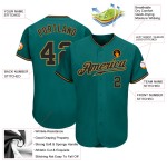 Teal Jersey Gold Authentic Baseball Schwarz-Old Custom Teal Jersey Gold Authentic Baseball Schwarz-Old Custom
