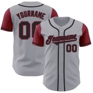 Grau Baseball Tone Schwarz-Crimson Zwei Custom Authentic Jersey