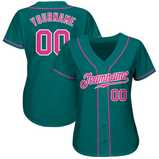 Custom Jersey Baseball Pink-Weiß Teal Authentic Custom Jersey Baseball Pink-Weiß Teal Authentic