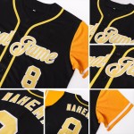 Benutzerdefiniertes authentisches zweifarbiges Baseballtrikot in Schwarz und Gold Benutzerdefiniertes authentisches zweifarbiges Baseballtrikot in Schwarz und Gold