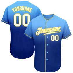 Weiß-Royal Custom Baseball Jersey Fade Blue Fashion Light Authentic