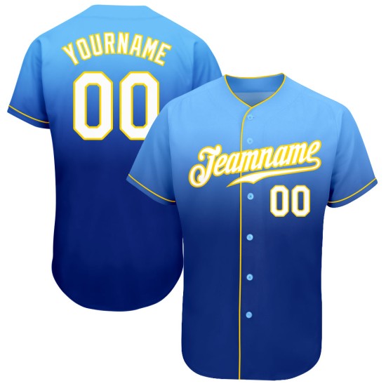 Weiß-Royal Custom Baseball Jersey Fade Blue Fashion Light Authentic Weiß-Royal Custom Baseball Jersey Fade Blue Fashion Light Authentic