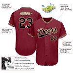 Benutzerdefiniertes authentisches Baseball-Trikot in Crimson Black-City Cream