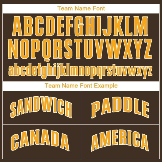 Individuelles braun-gold-weißes Baseball-Trikot