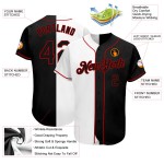 Benutzerdefiniertes Weiß-Schwarz-Rot Authentic Split Fashion Baseball Jersey