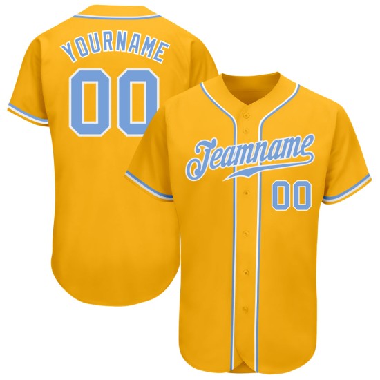 Baseball Gold Blau-Weiß Custom Jersey Light Authentic