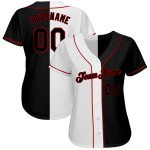 Benutzerdefiniertes Weiß-Schwarz-Rot Authentic Split Fashion Baseball Jersey