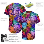 Benutzerdefiniertes weißes lila-weißes 3D-Musterdesign Hawaii-Palmen authentisches Baseball-Trikot