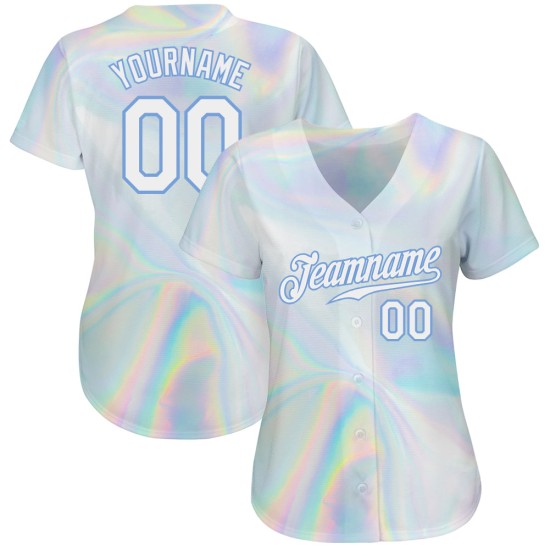 Benutzerdefiniertes 3D-Musterdesign Abstraktes trendiges holografisches Vaporwave-Stil-authentisches Baseball-Trikot