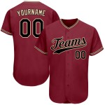 Benutzerdefiniertes authentisches Baseball-Trikot in Crimson Black-City Cream
