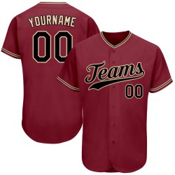 Benutzerdefiniertes authentisches Baseball-Trikot in Crimson Black-City Cream