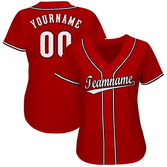 Benutzerdefiniertes rot-weiß-schwarzes Baseballtrikot Benutzerdefiniertes rot-weiß-schwarzes Baseballtrikot