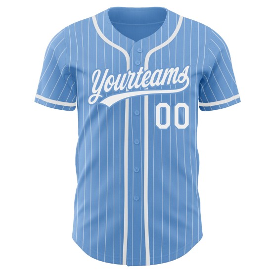 Benutzerdefinierte hellblau weiß Nadelstreifen weiß authentische Baseball Jersey Benutzerdefinierte hellblau weiß Nadelstreifen weiß authentische Baseball Jersey