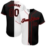 Benutzerdefiniertes Weiß-Schwarz-Rot Authentic Split Fashion Baseball Jersey