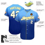 Weiß-Royal Custom Baseball Jersey Fade Blue Fashion Light Authentic Weiß-Royal Custom Baseball Jersey Fade Blue Fashion Light Authentic