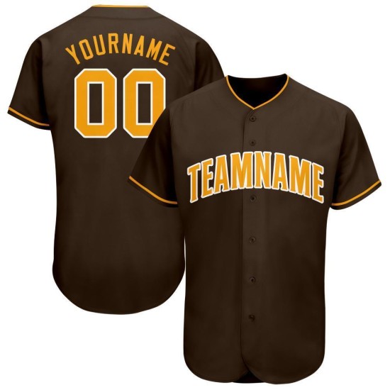Individuelles braun-gold-weißes Baseball-Trikot