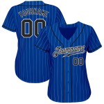 Benutzerdefinierte Royal White Pinstripe Schwarz-Weiß Authentic Baseball Jersey