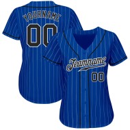 Benutzerdefinierte Royal White Pinstripe Schwarz-Weiß Authentic Baseball Jersey Benutzerdefinierte Royal White Pinstripe Schwarz-Weiß Authentic Baseball Jersey