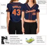 Orange-Weiß Baseball Jersey Custom V-Ausschnitt Cropped Navy Damen