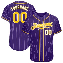 Benutzerdefinierte lila weiß Nadelstreifen Gold-weiß authentische Baseball Jersey