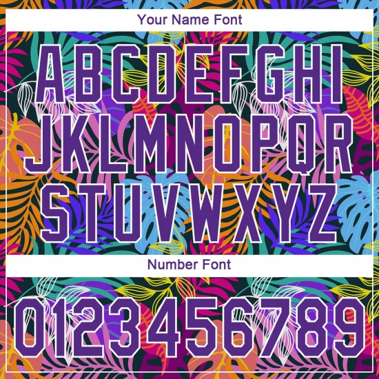 Benutzerdefiniertes weißes lila-weißes 3D-Musterdesign Hawaii-Palmen authentisches Baseball-Trikot