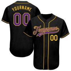 Benutzerdefiniertes authentisches Baseballtrikot in Schwarz, Lila und Gold