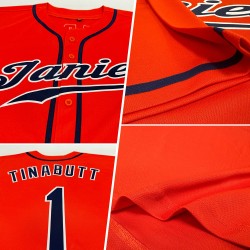 Benutzerdefiniertes authentisches orange-marineblau-weißes Baseballtrikot