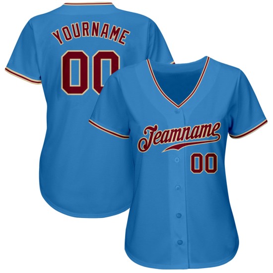 Benutzerdefinierte Creme Crimson-City Jersey Pulver Authentisches Baseball Blau Benutzerdefinierte Creme Crimson-City Jersey Pulver Authentisches Baseball Blau