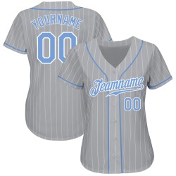 Benutzerdefinierte grau weiß Nadelstreifen hellblau-weiß authentische Baseball Jersey
