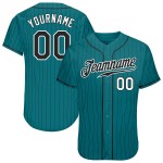 Benutzerdefiniertes Teal Black Pinstripe Schwarz-Weiß Authentic Baseball Jersey