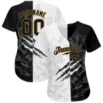 Benutzerdefiniertes Graffiti-Muster Schwarz-Altgold 3D Authentic Baseball Jersey