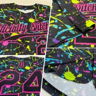 Benutzerdefinierte Graffiti Muster Schwarz-Rosa 3D Neon Splatter Authentic Baseball Jersey