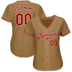Gold Authentic Old Jersey Baseball Custom Rot-Weiß