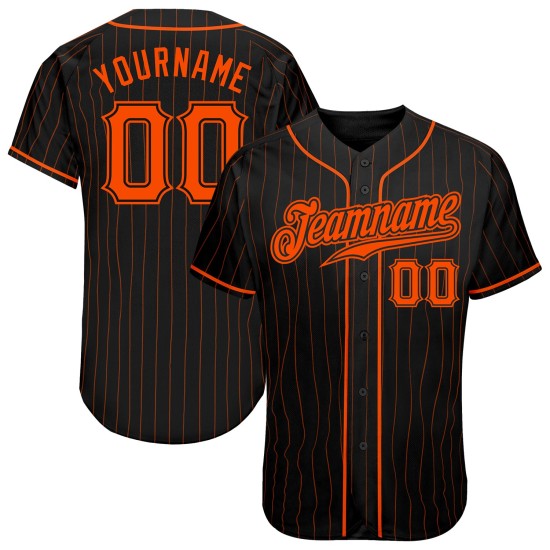 Benutzerdefinierte schwarz orange Nadelstreifen orange-schwarz authentische Baseball Jersey Benutzerdefinierte schwarz orange Nadelstreifen orange-schwarz authentische Baseball Jersey