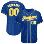 Benutzerdefinierte Royal Gold Nadelstreifen Gold-Weiß Authentic Baseball Jersey Benutzerdefinierte Royal Gold Nadelstreifen Gold-Weiß Authentic Baseball Jersey