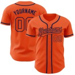 Benutzerdefiniertes authentisches orange-marineblaues Baseballtrikot Orange