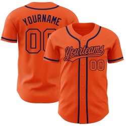 Benutzerdefiniertes authentisches orange-marineblaues Baseballtrikot Orange