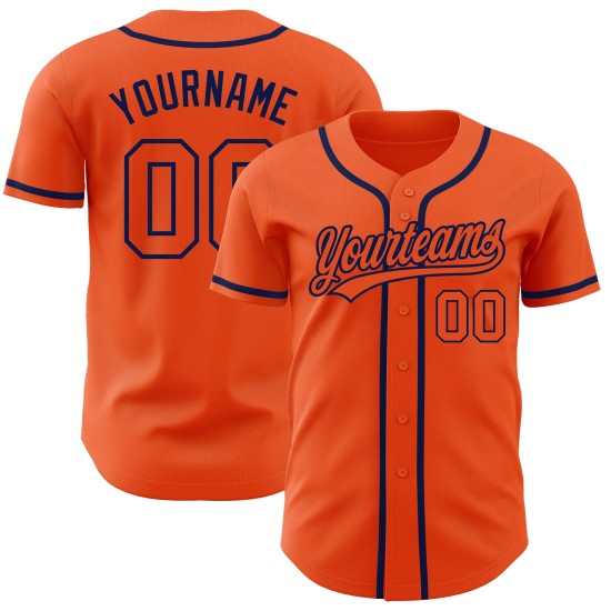 Benutzerdefiniertes authentisches orange-marineblaues Baseballtrikot Orange