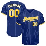 Benutzerdefinierte Royal Weiß Nadelstreifen Gold-Weiß Authentic Baseball Jersey Benutzerdefinierte Royal Weiß Nadelstreifen Gold-Weiß Authentic Baseball Jersey