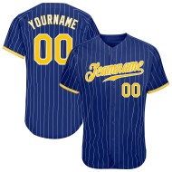 Benutzerdefinierte Royal Weiß Nadelstreifen Gold-Weiß Authentic Baseball Jersey