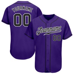 Benutzerdefiniertes Lila Schwarz-Weiß Authentic Baseball Trikot