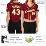 Jersey Weiß-Gold Cropped Damen Custom Crimson Baseball V-Ausschnitt