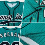 Benutzerdefiniertes Teal Black Pinstripe Schwarz-Weiß Authentic Baseball Jersey