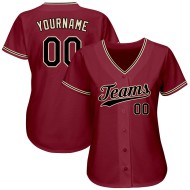 Benutzerdefiniertes authentisches Baseball-Trikot in Crimson Black-City Cream