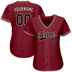 Benutzerdefiniertes authentisches Baseball-Trikot in Crimson Black-City Cream