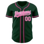 Benutzerdefiniertes authentisches Trikot Pink-Weiß Baseball Grün