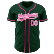 Benutzerdefiniertes authentisches Trikot Pink-Weiß Baseball Grün