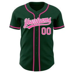 Benutzerdefiniertes authentisches Trikot Pink-Weiß Baseball Grün